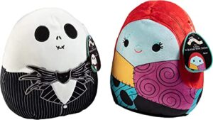 squishmallows 12" jack and sally - nightmare before christmas official kellytoy halloween - cute and soft plush stuffed animals -set of 2 - great gift for kids - ages 2+