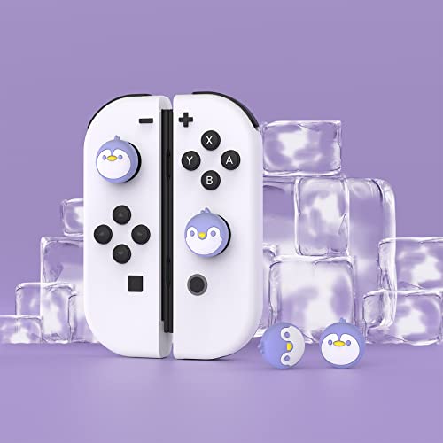 PlayVital Penguin Joystick Caps for Nintendo Switch, Thumbstick Caps for Switch Lite, Analog Cover for Switch OLED Joycon Thumb Grip Caps for Switch & Switch Lite & Switch OLED - Light Violet