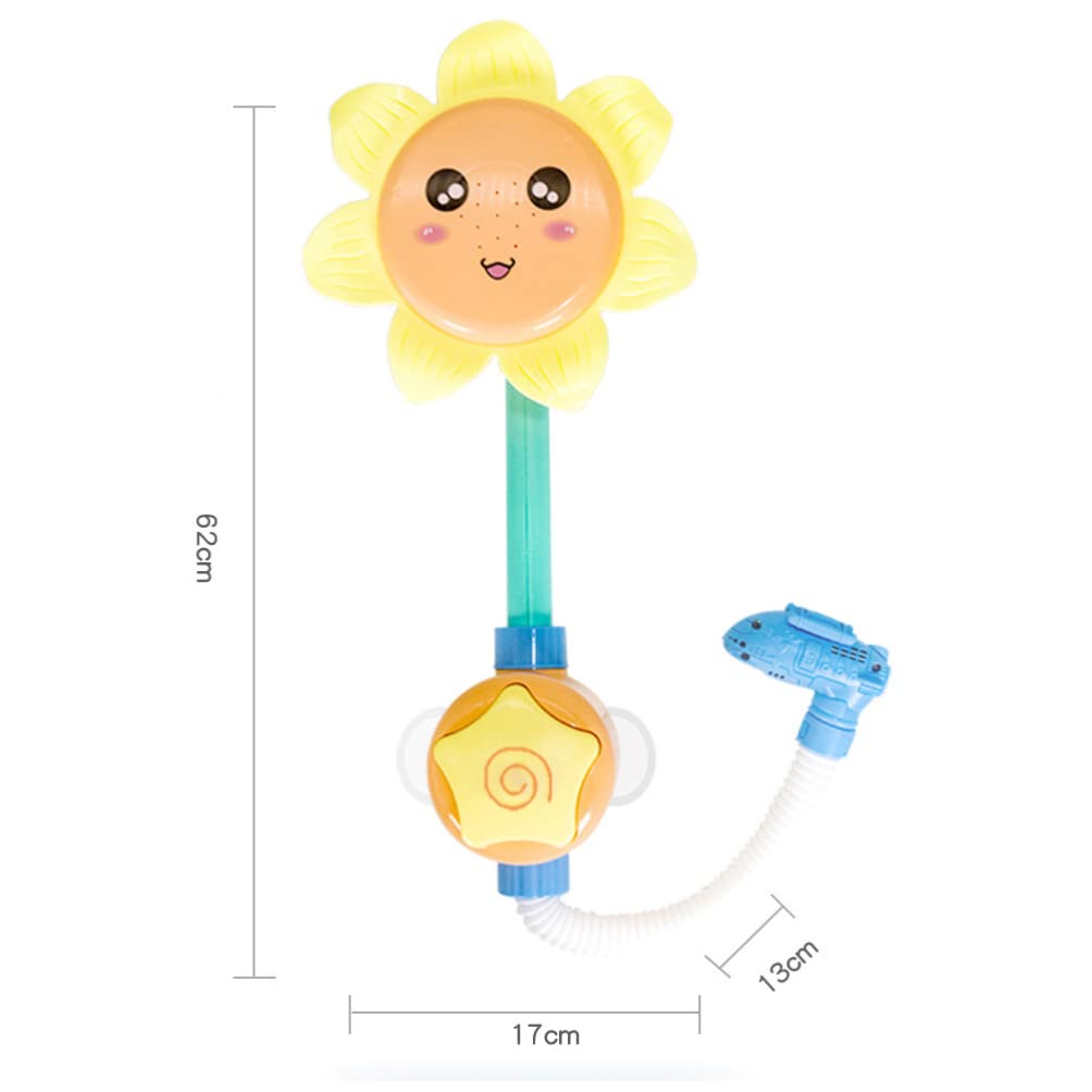 Toddmomy Sunflower Sprinkler Bath Toy Sunflower Water Squirt Shower Faucet Baby Bath Shower Head Electric Shower Bath Sprinkler for Kids Infants Girls Boys