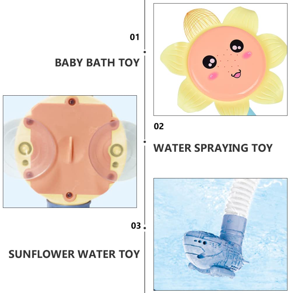 Toddmomy Sunflower Sprinkler Bath Toy Sunflower Water Squirt Shower Faucet Baby Bath Shower Head Electric Shower Bath Sprinkler for Kids Infants Girls Boys