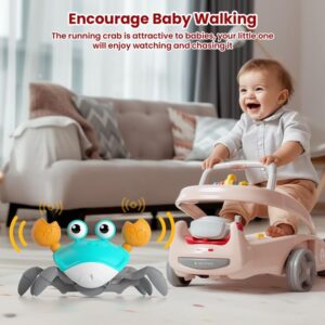 Crawling Crab Baby Toy - Infant Tummy Time Crab 3 4 5 6 7 8 9 10 11 12 Crab Toys for Babies Boy 3-6 6-12 Learning Crawl 9-12 12-18 36 Months Walking Toddler Development Birthday Gifts with Dancing