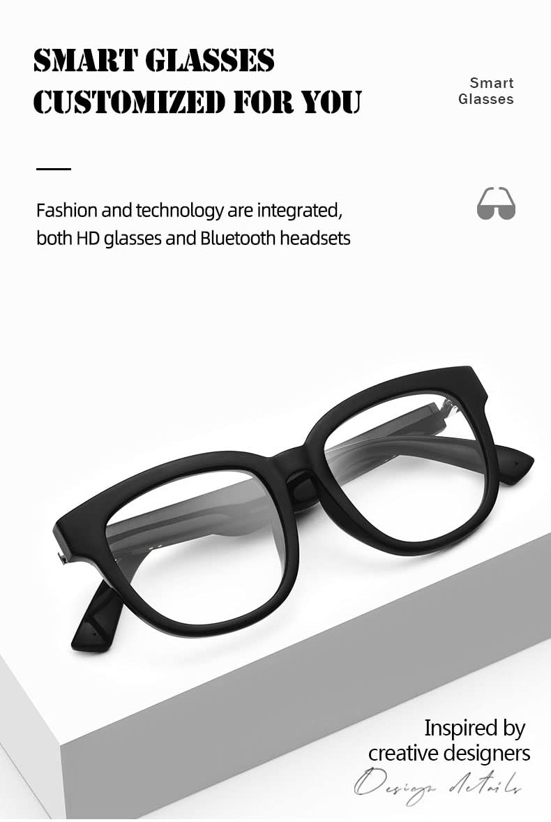 Smart Music Call Glasses Waterproof and Dustproof Anti -Blue Light Navigation Intelligent Voice Siri Awakening Sunglasses ABS Frame Personalized Headset (Round-Sunglasses)