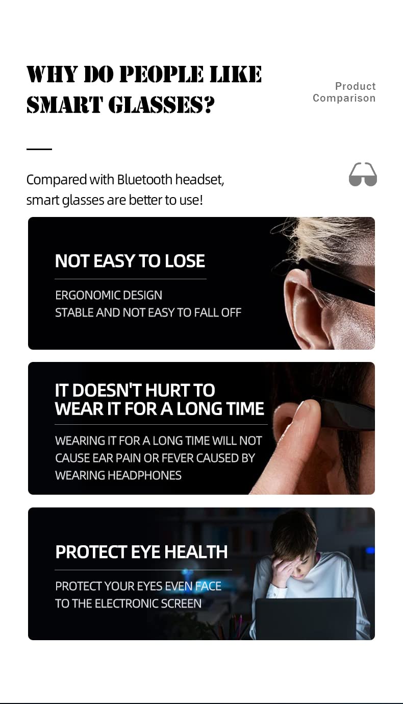 Smart Music Call Glasses Waterproof and Dustproof Anti -Blue Light Navigation Intelligent Voice Siri Awakening Sunglasses ABS Frame Personalized Headset (Round-Sunglasses)