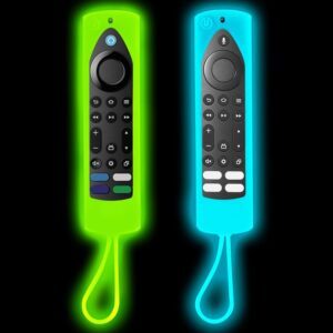 [2-pack] climberer night vision covers for fire 4k max (2nd ed.) | stick tv | firecube | compatible with(insignia, toshiba, pioneer, omni) remote - luminous silicone with lanyard