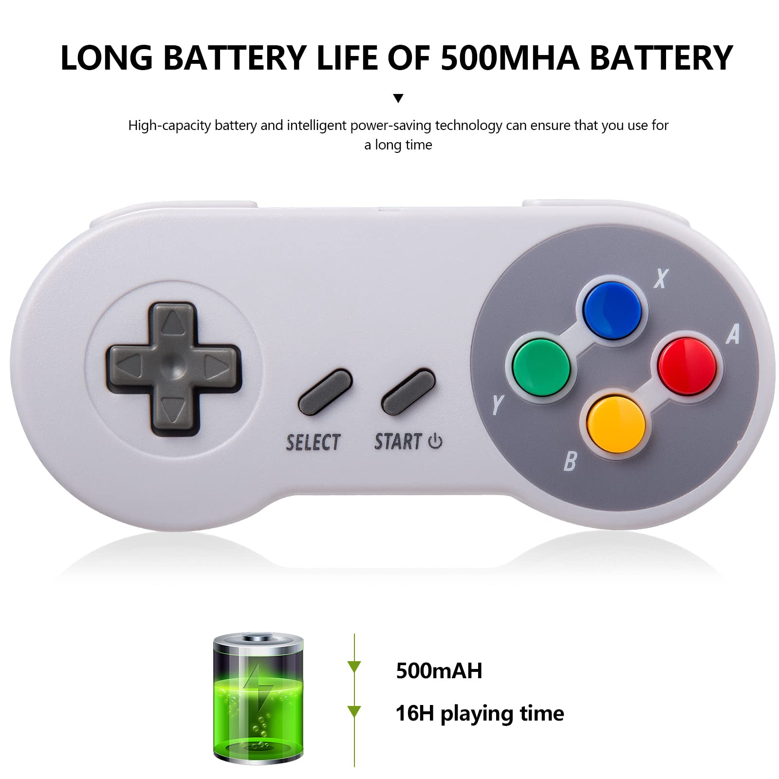 MODESLAB 2 Pack 2.4 GHz Wireless Controller Gamepad Compatible with Retro SNES [7 Pin Connector] [Rechargeable] [Plug & Play] (Non PC USB Version)