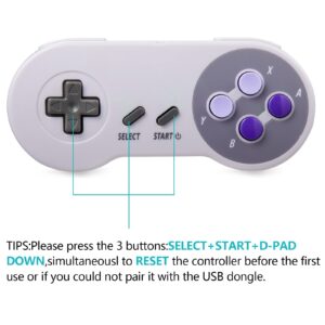 MODESLAB 2 Pack 2.4 GHz Wireless Controller Gamepad Compatible for Retro SNES [7 Pin Connector] [Rechargeable] [Plug & Play] (Non PC USB Version)