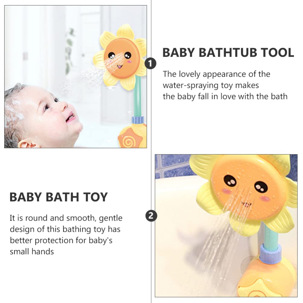 Toddmomy Sunflower Sprinkler Bath Toy Sunflower Water Squirt Shower Faucet Baby Bath Shower Head Electric Shower Bath Sprinkler for Kids Infants Girls Boys