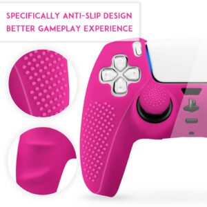 SIKEMAY [2 Pack] PS5 Controller Skin, Anti-Slip Thicken Silicone Protective Cover Case Perfectly Compatible with PlayStation 5 Controller Grip with 8 x Thumb Grip Caps - Nova Pink