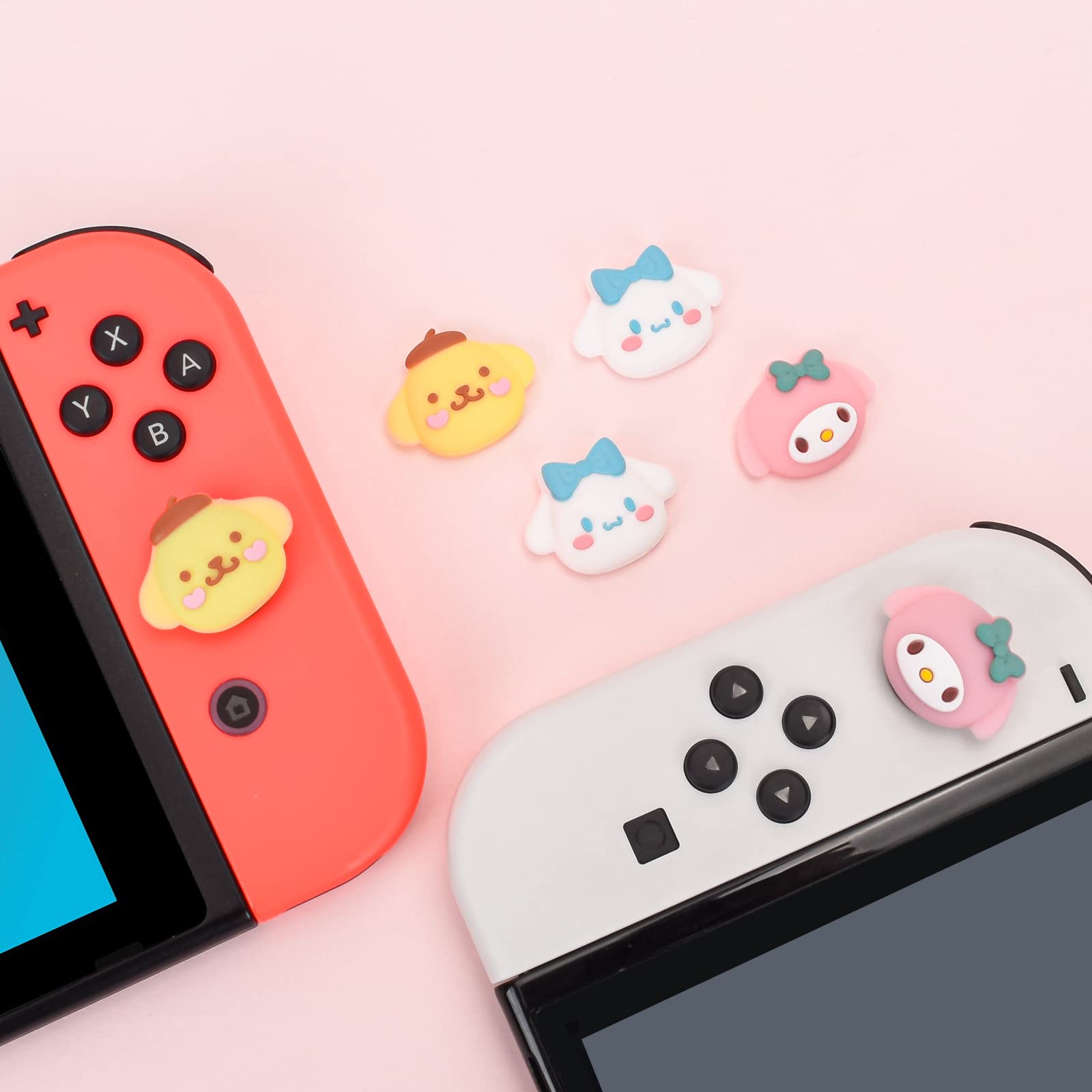 DLseego Dog & Rabbit 6PCS Thumb Grip Caps Design for Switch Lite & Switch & Switch OLED Cartoon Soft Silicone Joy Con Cover Lovely 3D Analog Joystick Button Caps - Cute Mixed Pack