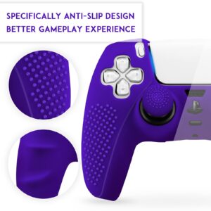 SIKEMAY [2 Pack] PS5 Controller Skin, Anti-Slip Thicken Silicone Protective Cover Case Perfectly Compatible with PlayStation 5 Dualsense Controller Grip with 8 x Thumb Grip Caps - Galactic Purple