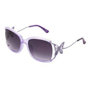 betsey johnson women's rainbows & butterflies sunglasses butterfly, crystal purple, 57mm