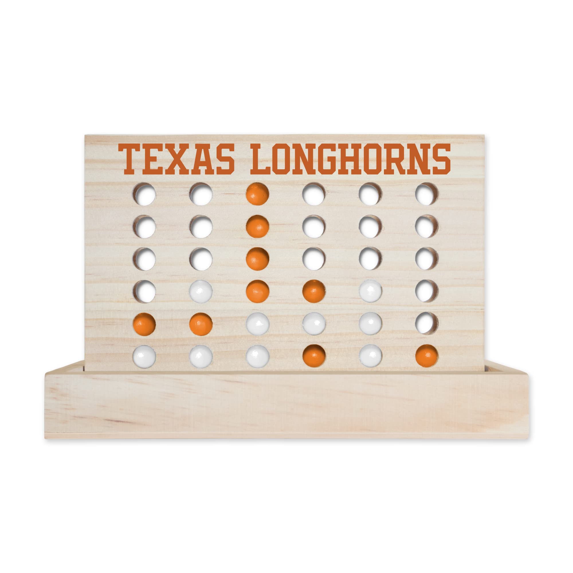 Rico Industries NCAA Texas Longhorns Wooden 4 in a Row Board Game Line up 4 Game Travel Board Games for Kids and Adults