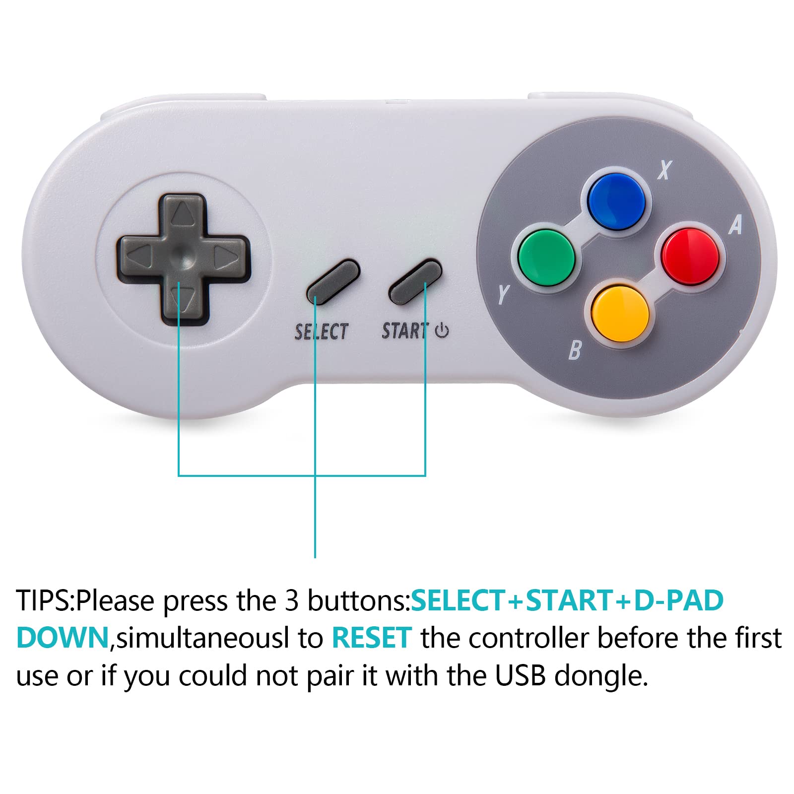 MODESLAB 2 Pack 2.4 GHz Wireless Controller Gamepad Compatible with Retro SNES [7 Pin Connector] [Rechargeable] [Plug & Play] (Non PC USB Version)