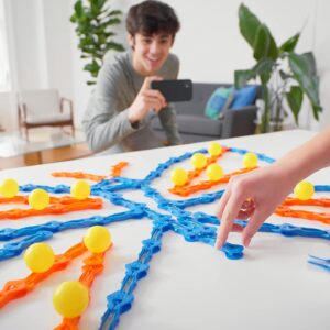 Zip Linx Jumping Domino Action - Hi-Fly Set | Chain Reaction Game - Create Unlimited Designs | Includes 22 ZipLinx, 3 Hi-Fly Balls, and 1 Launcher Key