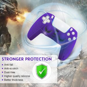 SIKEMAY [2 Pack] PS5 Controller Skin, Anti-Slip Thicken Silicone Protective Cover Case Perfectly Compatible with PlayStation 5 Dualsense Controller Grip with 8 x Thumb Grip Caps - Galactic Purple