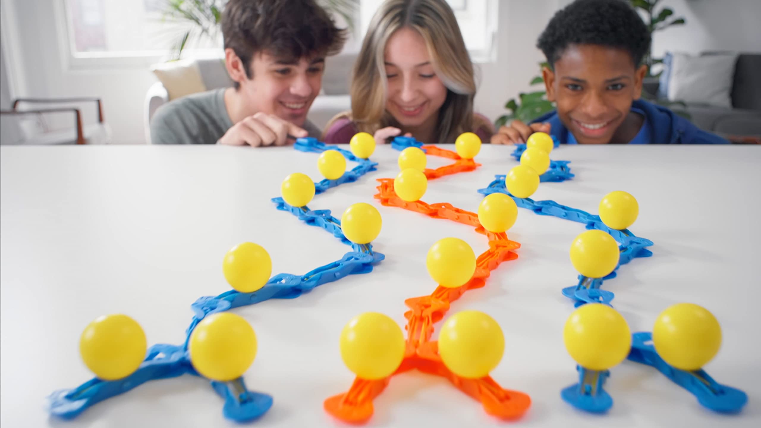 Zip Linx Jumping Domino Action - Hi-Fly Set | Chain Reaction Game - Create Unlimited Designs | Includes 22 ZipLinx, 3 Hi-Fly Balls, and 1 Launcher Key