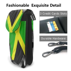 Ripped Torn Metal Jamaica Jamaican Flag Vinyl Crossbody Cell Phone Purse Women PU Crossbody bag Small crossbody wallet purse, Black 49