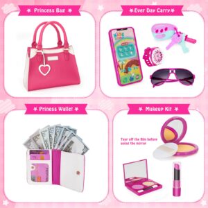 Officygnet Play Purse for Little Girls, Princess Pretend Play Girls Toys for 3 4 5 6 7 8 Year Old, Toddler Purse with Accessories, Kids Toy Purse Birthday for Girls Ages 3-5 4-5 6-8