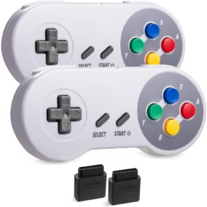 modeslab 2 pack 2.4 ghz wireless controller gamepad compatible with retro snes [7 pin connector] [rechargeable] [plug & play] (non pc usb version)