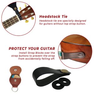 Speedee Music Embroidered Guitar Strap Kit - 1 US Map Camo Design Guitar Strap, 3 Guitar Picks, 2 Strap Locks, 1 Button Headstock Adaptor, and More - Strap Gift Set for Acoustic, Electric Guitars