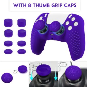 SIKEMAY [2 Pack] PS5 Controller Skin, Anti-Slip Thicken Silicone Protective Cover Case Perfectly Compatible with PlayStation 5 Dualsense Controller Grip with 8 x Thumb Grip Caps - Galactic Purple