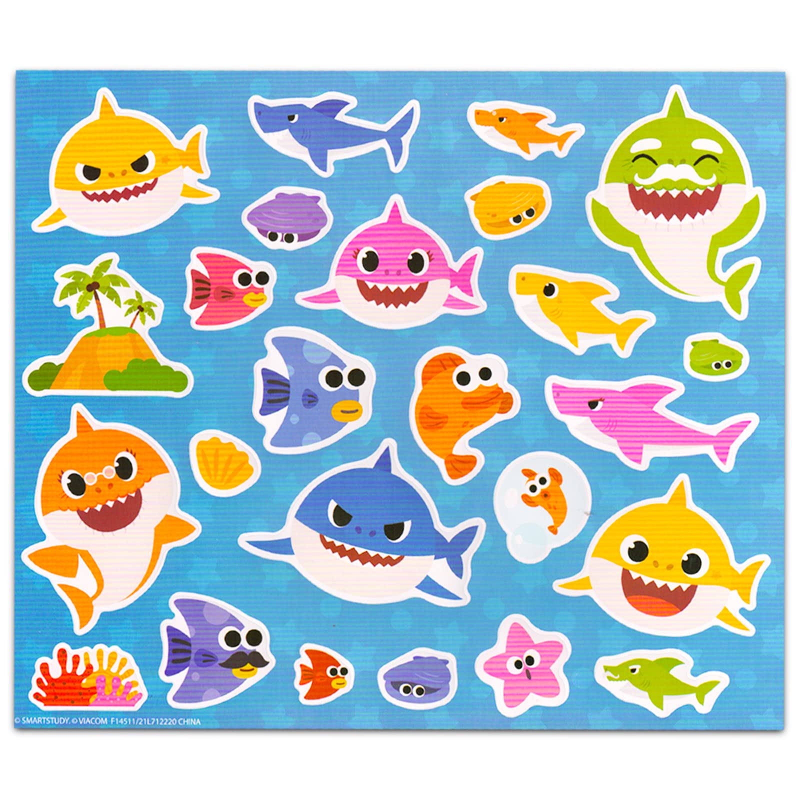 Baby Shark Stickers Party Favors Bundle - 150 Baby Shark Stickers for Kids Featuring Baby Shark, Mommy Shark, Daddy Shark for Crafts and More Plus Door Hanger (Baby Shark Toys Party Supplies)