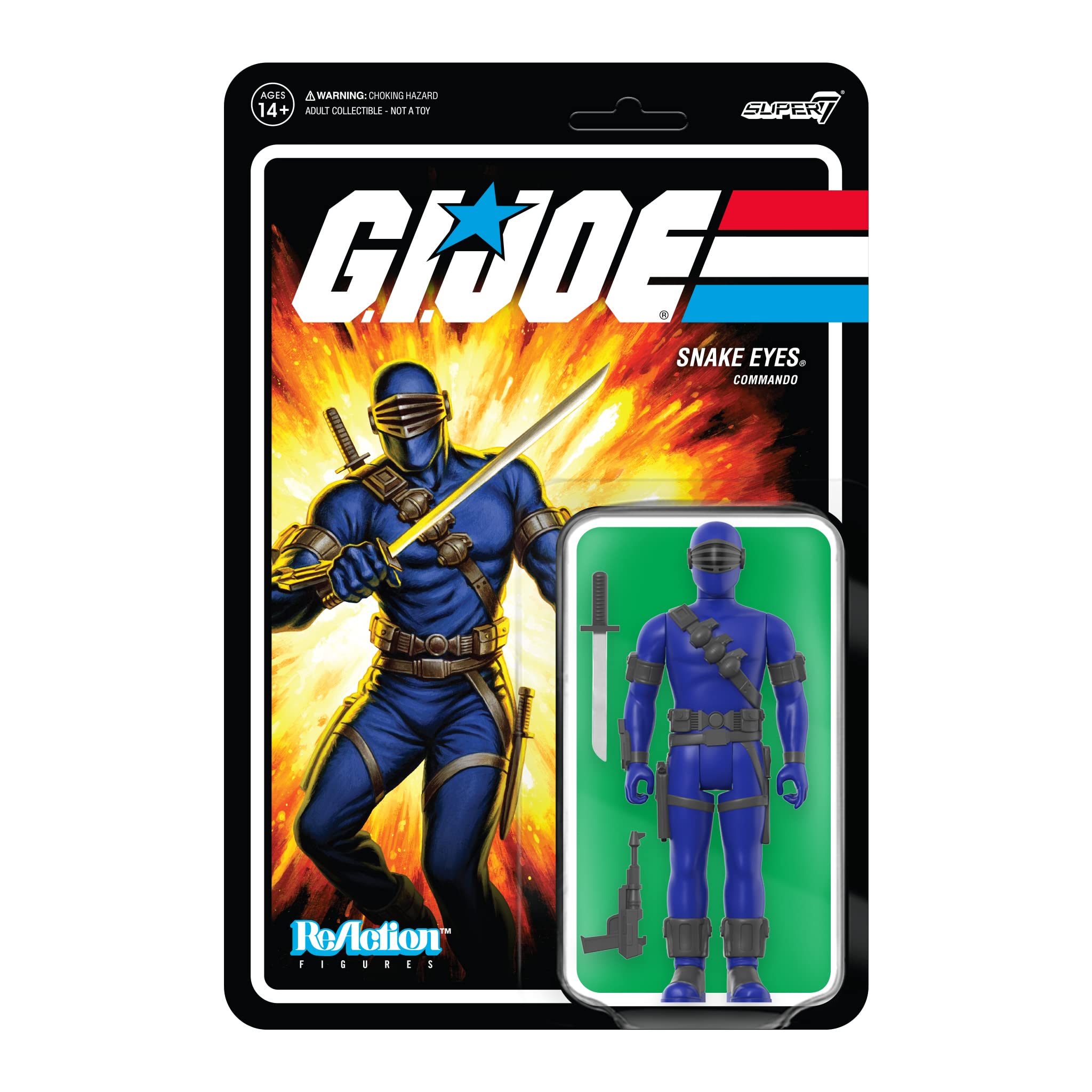 Super7 G.I. Joe Snake Eyes - 3.75" G.I. Joe Action Figure with Accessory Classic Cartoon Collectibles and Retro Toys