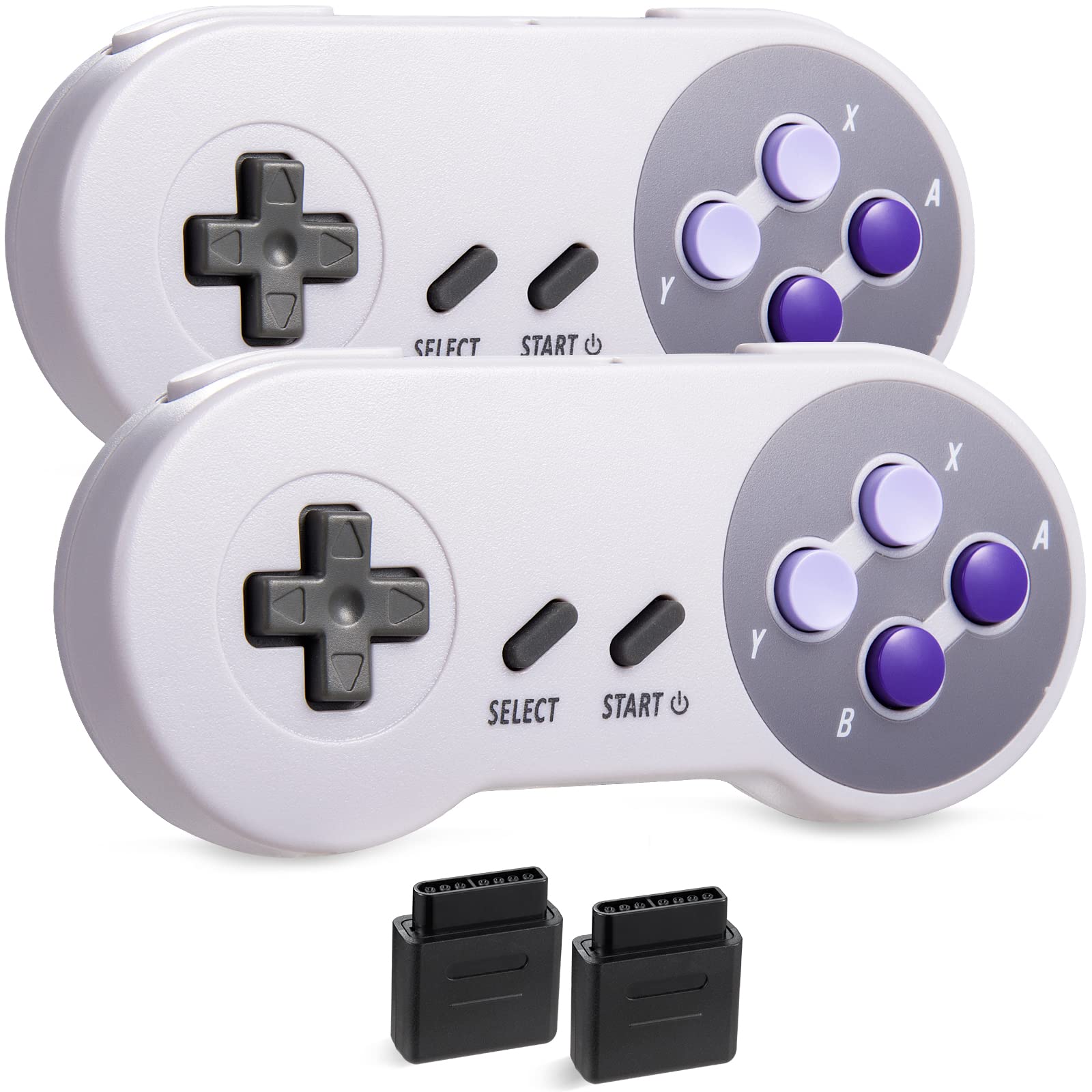 MODESLAB 2 Pack 2.4 GHz Wireless Controller Gamepad Compatible for Retro SNES [7 Pin Connector] [Rechargeable] [Plug & Play] (Non PC USB Version)