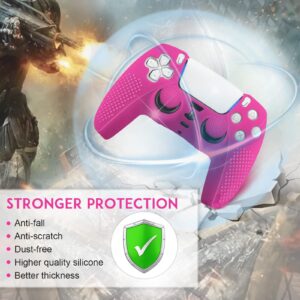 SIKEMAY [2 Pack] PS5 Controller Skin, Anti-Slip Thicken Silicone Protective Cover Case Perfectly Compatible with PlayStation 5 Controller Grip with 8 x Thumb Grip Caps - Nova Pink