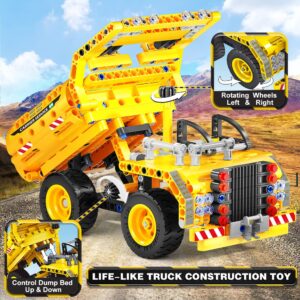 Jyusmile STEM Toy Building Toy for Age 6, 7, 8, 9, 10, 11, 12 Years Old Kids Boys Girls - 2-in-1 Truck Airplane Take Apart Toy, 361 Pcs DIY Building Blocks Kits, Engineering Construction Toy