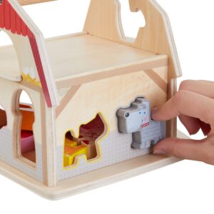 HABA Farmhouse Sorting Box Wooden Shape Sorter Toy with 6 Chunky Wood Farm Animals