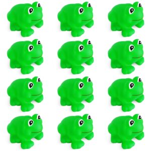 kids bath toys 12pcs rubber frogs squeak toys and float frogs baby shower toys, swimming bathtub toys