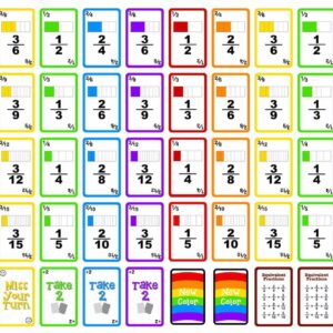 Fractions Wild - Match Fraction Number or Color to be The First to get rid of All Your Cards! Easy to Learn, Fun to pla Math Game for 3rd, 4th, 5th and 6th Grades.