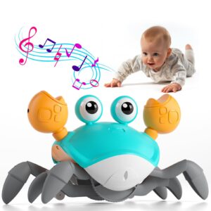 crawling crab baby toy - infant tummy time crab 3 4 5 6 7 8 9 10 11 12 crab toys for babies boy 3-6 6-12 learning crawl 9-12 12-18 36 months walking toddler development birthday gifts with dancing