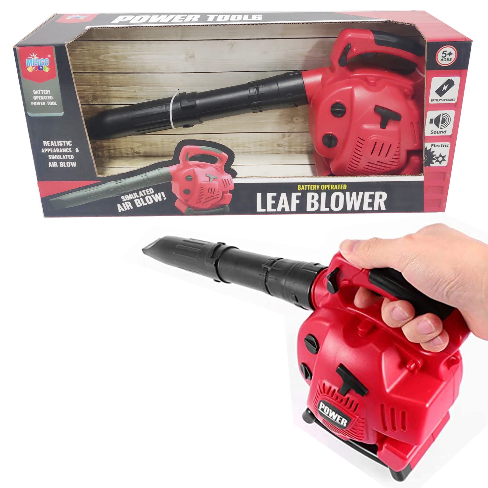 Misco Toys Pretend Play Kids Leaf Blower Toy Tool Garden Set, Kids Construction Gardening Toy, Blows Real air Power, Perfect for Toddlers and Babies, Realistic Effect and Great Gift!