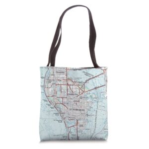 st petersburg fl map (1988) tote bag