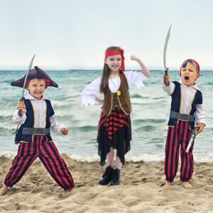 Latocos Pirate Costume for Kids Girls Pretend Role Play Dress Up Halloween Costumes Birthday Gift Ages 3-12 Years