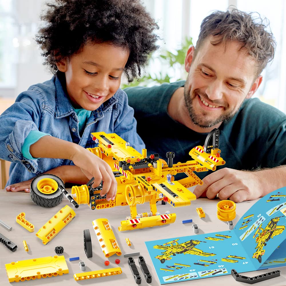 Jyusmile STEM Toy Building Toy for Age 6, 7, 8, 9, 10, 11, 12 Years Old Kids Boys Girls - 2-in-1 Truck Airplane Take Apart Toy, 361 Pcs DIY Building Blocks Kits, Engineering Construction Toy