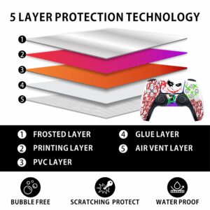 HK Studio Art Clown Decal Sticker Skin Specific Cover for Both PS5 Disc Edition and Digital Edition - Waterproof, No Bubble, Including 2 Controller Skins and Console Skin