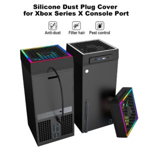 INITMMO Cooling Fan Dust Proof for Xbox Series X with Colorful Light Strip,Efficient Mute Top Cooler System,RGB LED Light& Independent Touch Switch,2 USB Ports,Xbox X Accessories with Extra Dust Plugs