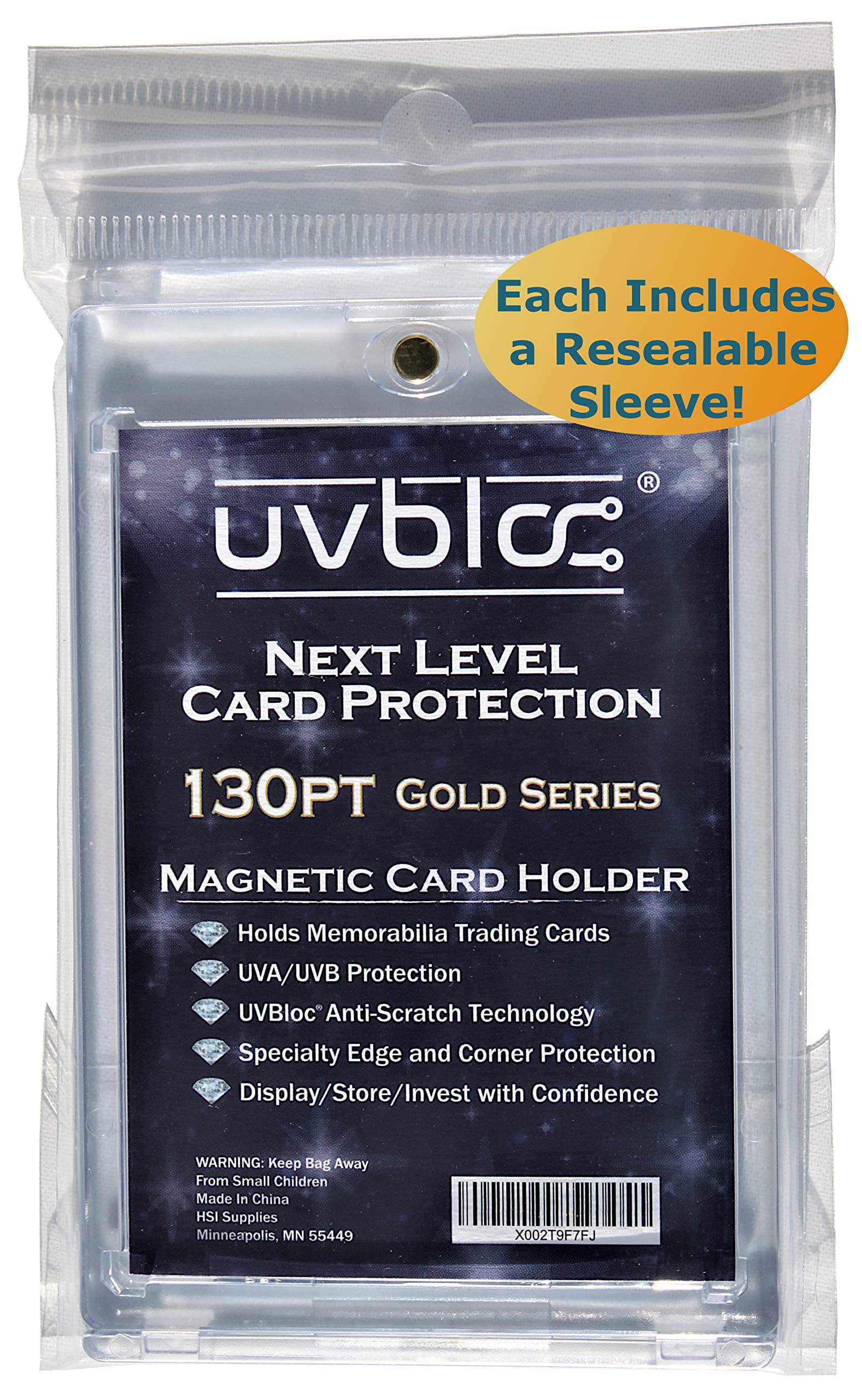 UVBLOC 130pt One Touch Card Holders (5 Pack) Magnetic Baseball Card Sleeves for Trading Thick Jersey Patch Cards Hard Case Protectors Sports Football Hockey Basketball Soccer Pokemon