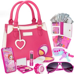 Officygnet Play Purse for Little Girls, Princess Pretend Play Girls Toys for 3 4 5 6 7 8 Year Old, Toddler Purse with Accessories, Kids Toy Purse Birthday for Girls Ages 3-5 4-5 6-8