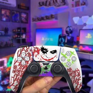 HK Studio Art Clown Decal Sticker Skin Specific Cover for Both PS5 Disc Edition and Digital Edition - Waterproof, No Bubble, Including 2 Controller Skins and Console Skin