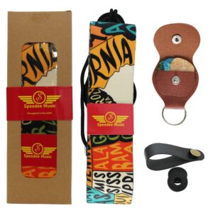 Speedee Music Embroidered Guitar Strap Kit - 1 US Map Camo Design Guitar Strap, 3 Guitar Picks, 2 Strap Locks, 1 Button Headstock Adaptor, and More - Strap Gift Set for Acoustic, Electric Guitars