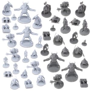 path gaming 40 miniature monsters fantasy tabletop rpg figures for dungeons and dragons, pathfinder roleplaying games. 28mm scaled miniatures, 10 unique designs, bulk unpainted, great for d&d/dnd