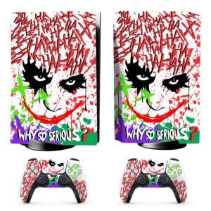 HK Studio Art Clown Decal Sticker Skin Specific Cover for Both PS5 Disc Edition and Digital Edition - Waterproof, No Bubble, Including 2 Controller Skins and Console Skin