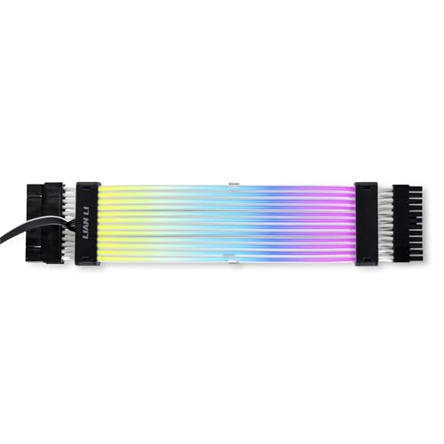 Lian Li Strimer Plus V2 24 Pin (PW24-PV2) -Addressable RGB Power Extension Cable (Strimer L-Connect 3.0 Controller Included) - for Motherboard Connector, PW24-PV2 BLACK