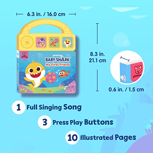 Baby Shark My First Friend 3 Button Sound Book with Handle, Children's Sound Books, Interactive Learning Books for Toddlers, Learning & Education Toys, Baby Shark Gifts for Babies