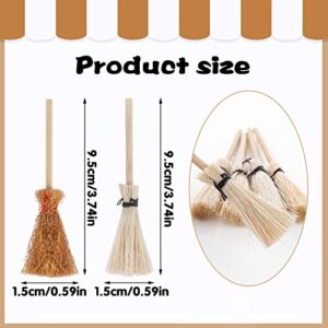 Cobee Dollhouse Miniature Broom, 10Pcs Mini Straw Broom Doll House Furniture Decor Witches Prop Broom Dollhouse Accessories Party Supplies