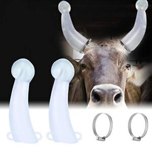 pocreation cow horn protector, silicone calf cattle bull cow horn round cornered anti fight protector farm accessory with clamp